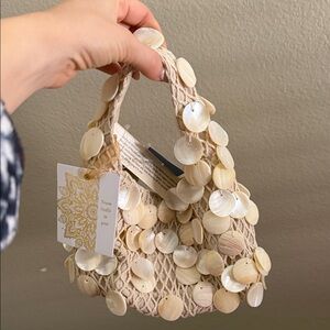 Shell-Embellished Cream Handbag